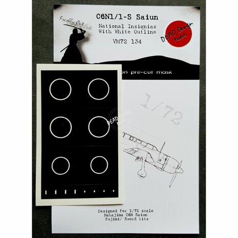 Dead Design Models VM72134 - C6N1/1-S Saiun National Insignias With White Outline (For Fujimi/Sword kit) - 1:72