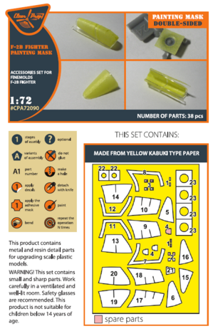 Clear Prop Models CPA72090 - F-2B Fighter double-sided painting mask on "yellow kabuki paper" for Finemolds kits - 1:72