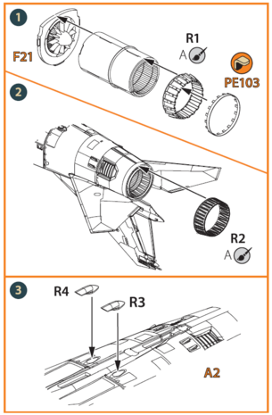 Clear Prop Models CPA72080 - MiG-23ML, MLD, P, MLAE Exhaust and air scoops for CP kits - 1:72