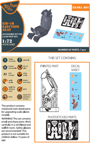 Clear Prop Models CPA72082 - KM-1M Ejection seat for CP kits and other - 1:72