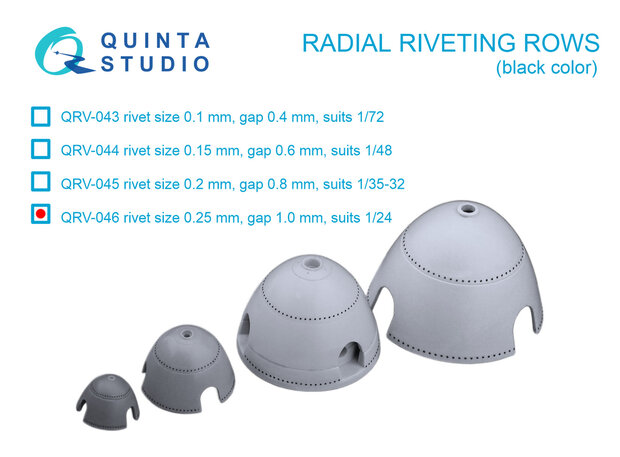 Quinta Studio QRV-046 - Radial riveting rows (rivet size 0.25 mm, gap 1.0 mm), Black - 1:24