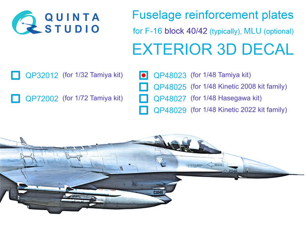 Quinta Studio QP48023 - F-16 block 40/42 reinforcement plates (Tamiya) - 1:48