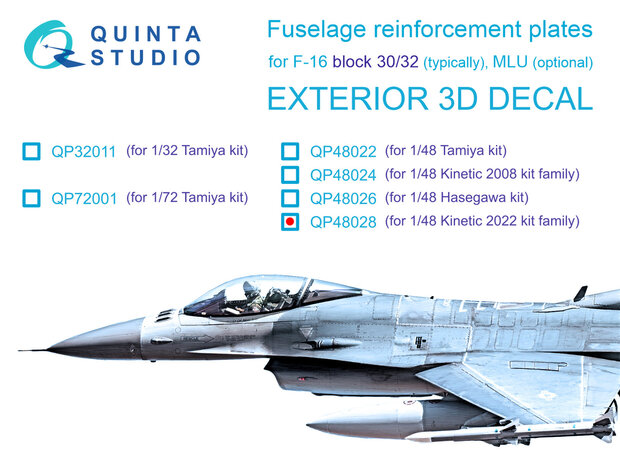 Quinta Studio QP48028 - F-16 block 30/32 reinforcement plates (Kinetic 2022 tool) - 1:48