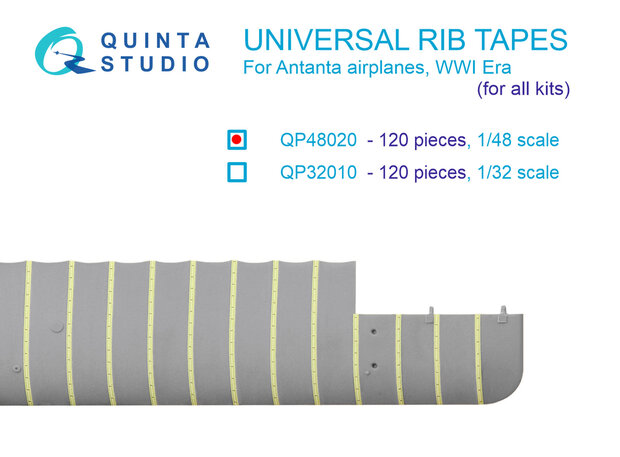 Quinta Studio QP48020 - Universal rib tapes for Antanta. WWI, Post-WWI Era (All kits) - 1:48