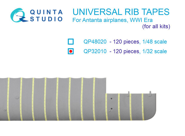 Quinta Studio QP32010 - Universal rib tapes for Antanta. WWI, Post-WWI Era (All kits) - 1:32