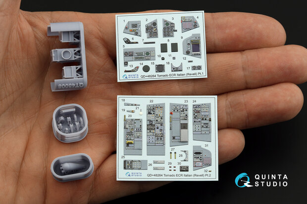 Quinta Studio QDS+48264 - Tornado ECR Italian 3D-Printed & coloured Interior on decal paper (for Revell kit) (with 3D-printed resin parts) - Small Version - 1:48