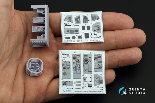 Quinta Studio QDS+48263 - Tornado GR.4 3D-Printed & coloured Interior on decal paper (for Revell kit) (with 3D-printed resin parts) - Small Version - 1:48