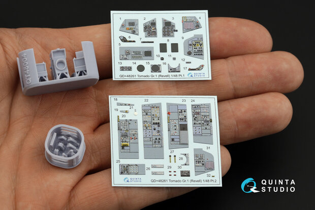 Quinta Studio QDS+48261 - Tornado GR.1 3D-Printed & coloured Interior on decal paper (for Revell kit) (with 3D-printed resin parts) - Small Version - 1:48