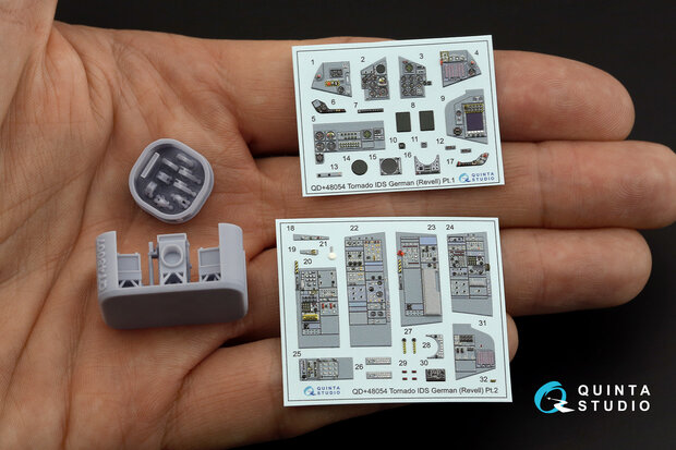 Quinta Studio QDS+48054 - Tornado IDS German 3D-Printed & coloured Interior on decal paper (for Revell kit) (with 3D-printed resin parts) - Small Version - 1:48