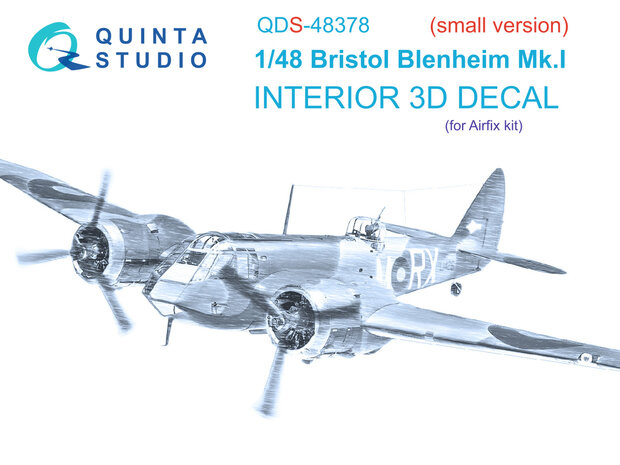 Quinta Studio QDS-48378 - Bristol Blenheim Mk.I 3D-Printed & coloured Interior on decal paper (for Airfix kit) - Small Version - 1:48