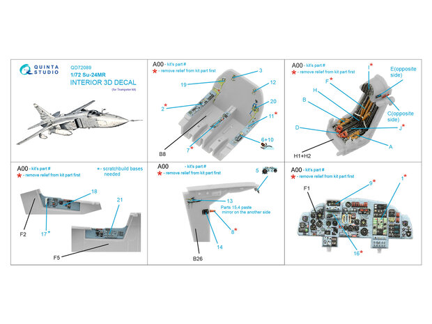 Quinta Studio QD72089 - Su-24MR 3D-Printed & coloured Interior on decal paper (for Trumpeter) - 1:72