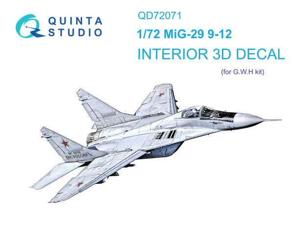 Quinta Studio QD72071 - MiG-29 9-12 3D-Printed & coloured Interior on decal paper (for GWH) - 1:72