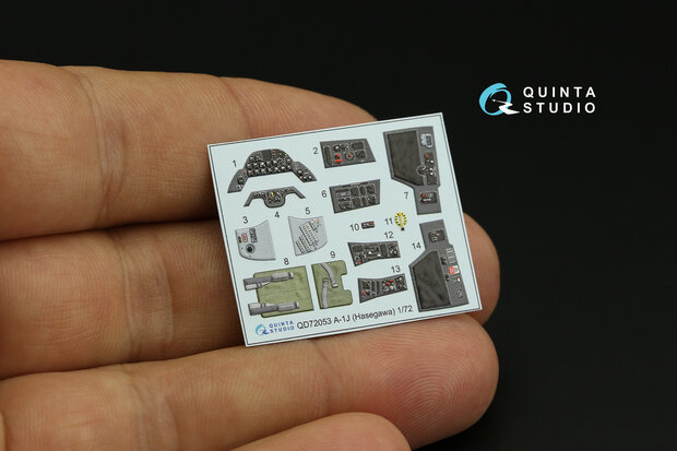 Quinta Studio QD72053 - A-1J 3D-Printed & coloured Interior on decal paper (for Hasegawa) - 1:72