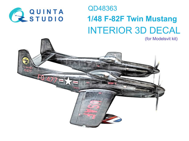 Quinta Studio QD48363 - F-82F Twin Mustang 3D-Printed & coloured Interior on decal paper (for Modelsvit kit) - 1:48