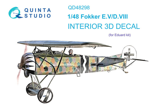 Quinta Studio QD48298 - Fokker EV-DVIII 3D-Printed & coloured Interior on decal paper (for Eduard kit) - 1:48