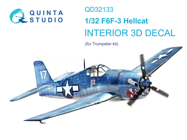 Quinta Studio QD32133 - F6F-3 Hellcat 3D-Printed & coloured Interior on decal paper (for Trumpeter) - 1:32