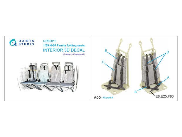 Quinta Studio QR35013 - H-60 Family folding seats (for KittyHaw kit), 2 pcs - 1:35