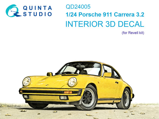 Quinta Studio QD24005 - Porsche 911 Carrera 3.2 3D-Printed & coloured Interior on decal paper (for Revell kit) - 1:24