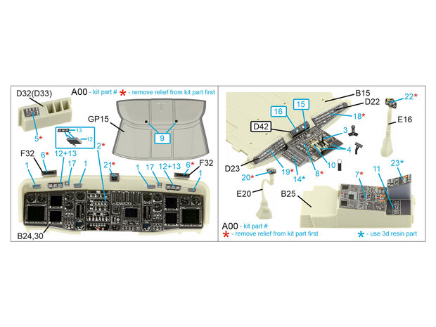 Quinta Studio QDS+35108 - MH-60L 3D-Printed & coloured Interior on decal paper (for KittyHawk kit) (with 3D-printed resin parts) - Small Version - 1:35