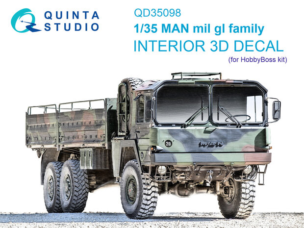 Quinta Studio QD35098 - MAN mil gl family 3D-Printed & coloured Interior on decal paper (for HobbyBoss kit) - 1:35