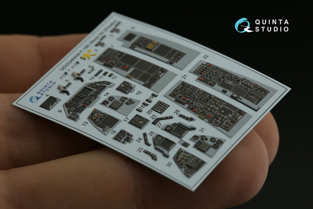 Quinta Studio QDS-48408 - F-16D block 50 3D-Printed & coloured Interior on decal paper (for Kinetic 2022 tool) - Small Version - 1:48