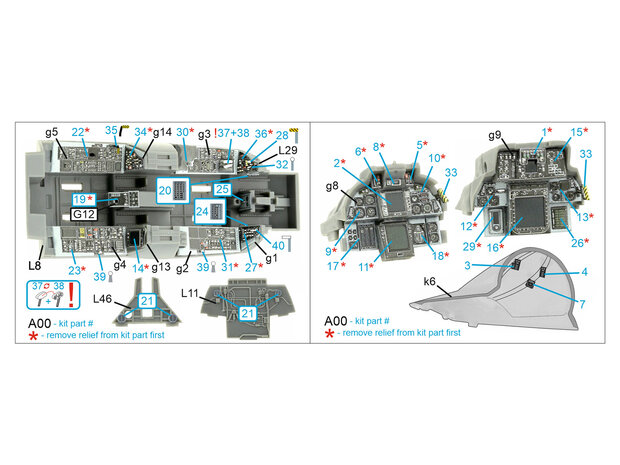 Quinta Studio QDS-48404 - F-14B 3D-Printed & coloured Interior on decal paper (for GWH kit) - Small Version - 1:48