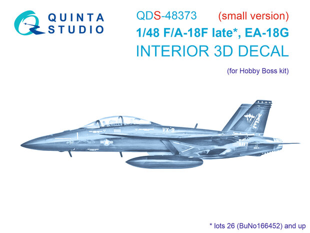 Quinta Studio QDS-48373 - F/A-18F late  / EA-18G 3D-Printed & coloured Interior on decal paper (for Hobby Boss kit) - Small Version - 1:48