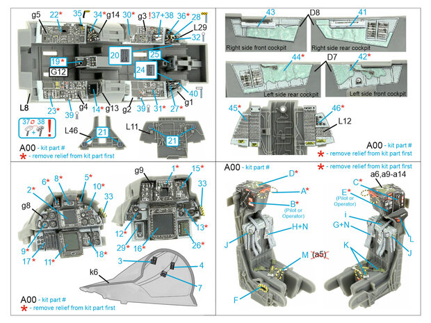 Quinta Studio QD48404 - F-14B 3D-Printed & coloured Interior on decal paper (for GWH kit) - 1:48