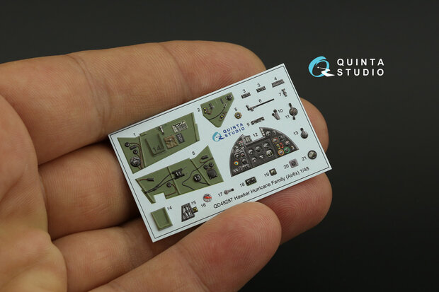 Quinta Studio QD48287 - Hawker Hurricane family 3D-Printed & coloured Interior on decal paper (for Airfix kit) - 1:48