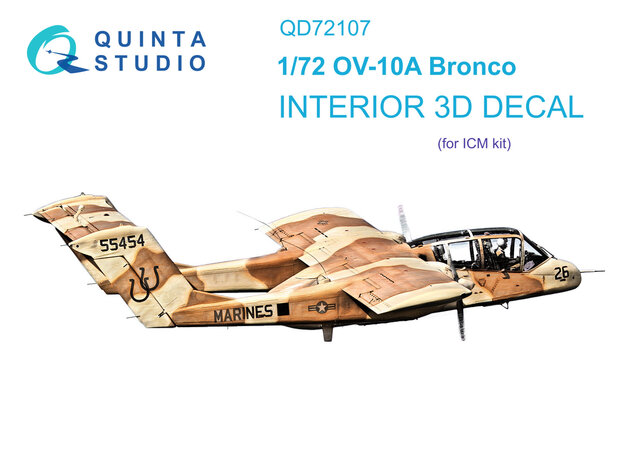 Quinta Studio QD72107 - OV-10A Bronco 3D-Printed & coloured Interior on decal paper (for ICM kit) - 1:72