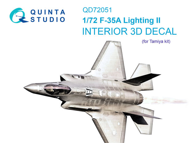 Quinta Studio QD72051 - F-35A Lighting II 3D-Printed & coloured Interior on decal paper (for Tamiya kit) - 1:72