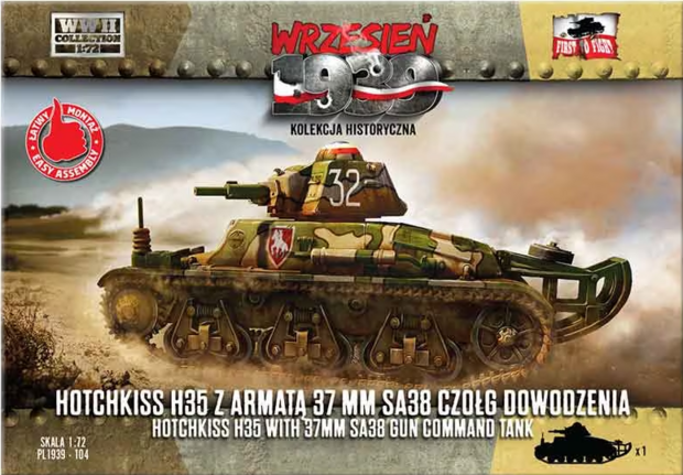 FTF PL1939-104 - Hotchkiss H35 With 37mm SA38 Gun Command Tank - 1:72