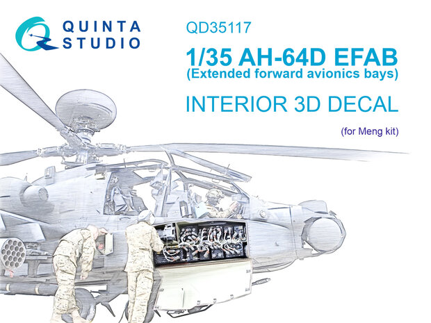 Quinta Studio QD35117 - AH-64D Extended forward avionics bays 3D-Printed & coloured Interior on decal paper (for Meng kit) - 1:35