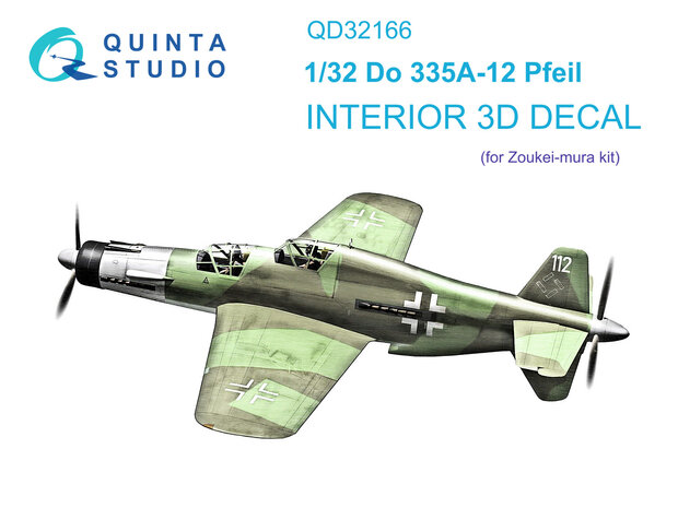 Quinta Studio QD32166 - Do 335A-12 3D-Printed & coloured Interior on decal paper (for Zoukei-mura kit) - 1:32