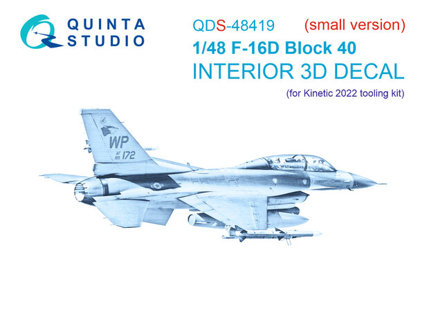 Quinta Studio QDS-48419 - F-16D block 40 3D-Printed & coloured Interior on decal paper (for Kinetic 2022 tool kit) - 1:48