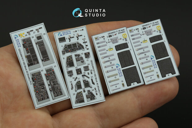 Quinta Studio QD48419 - F-16D block 40 3D-Printed & coloured Interior on decal paper (for Kinetic 2022 tool kit) - 1:48