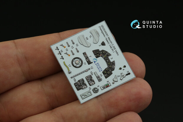 Quinta Studio QD48391 - Macchi C.205 Veltro 3D-Printed & coloured Interior on decal paper (for Hasegawa/Italeri kit) - 1:48