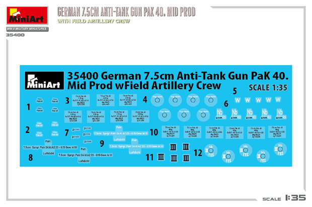 MiniArt 35400 - German 7,5cm Anti-Tank Gun Pak 40. Mid Prod - 1:35