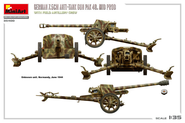 MiniArt 35400 - German 7,5cm Anti-Tank Gun Pak 40. Mid Prod - 1:35