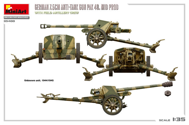 MiniArt 35400 - German 7,5cm Anti-Tank Gun Pak 40. Mid Prod - 1:35