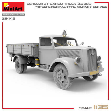 MiniArt 35442 - German 3T Cargo Truck 3,6-36S. Pritsche-Normal-Type Military Service - 1:35