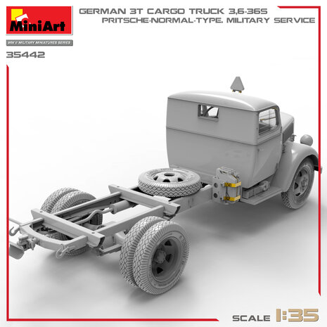 MiniArt 35442 - German 3T Cargo Truck 3,6-36S. Pritsche-Normal-Type Military Service - 1:35