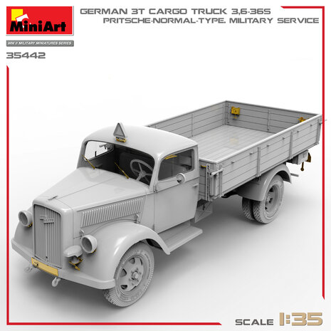 MiniArt 35442 - German 3T Cargo Truck 3,6-36S. Pritsche-Normal-Type Military Service - 1:35