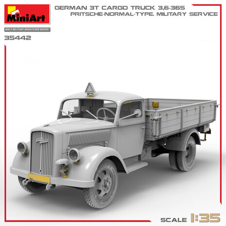 MiniArt 35442 - German 3T Cargo Truck 3,6-36S. Pritsche-Normal-Type Military Service - 1:35