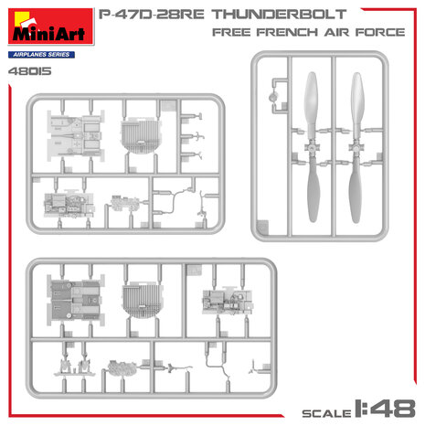 MiniArt 48015 - P-47D-28RE Thunderbolt Free French Air Force - Basic Kit - 1:48