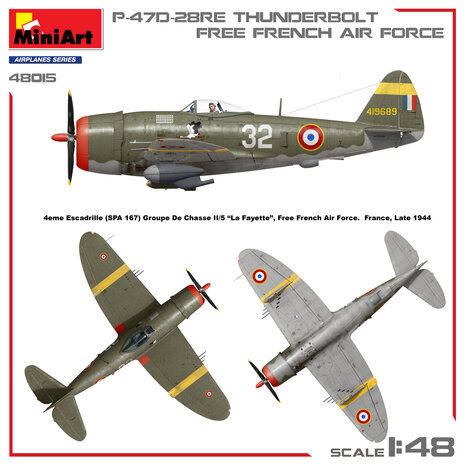 MiniArt 48015 - P-47D-28RE Thunderbolt Free French Air Force - Basic Kit - 1:48