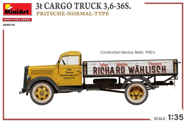 MiniArt 38079 - 3T Cargo Truck 3,6-36S. Pritsche-Normal-Type - 1:35