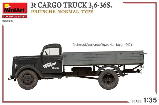 MiniArt 38079 - 3T Cargo Truck 3,6-36S. Pritsche-Normal-Type - 1:35