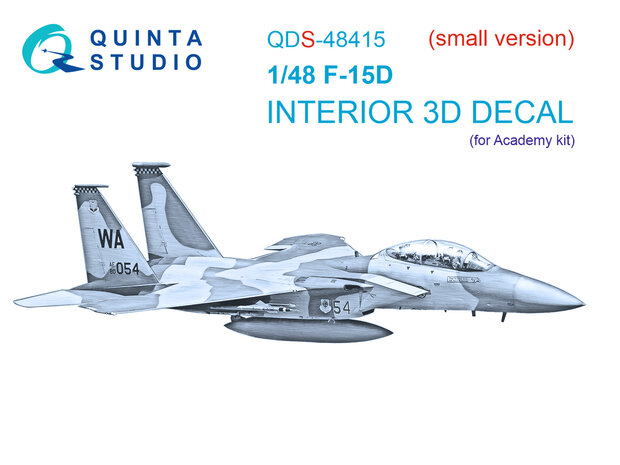 Quinta Studio QDS-48415 - F-15D 3D-Printed & coloured Interior on decal paper (for Academy kit) - Small Version - 1:48