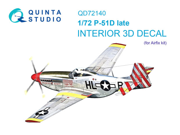 Quinta Studio QD72140 - P-51D late 3D-Printed & coloured Interior on decal paper (for Airfix kit) - 1:72